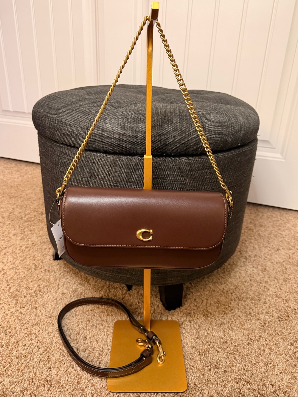 Coach Brook Flap Chain Leather Shoulder Bag